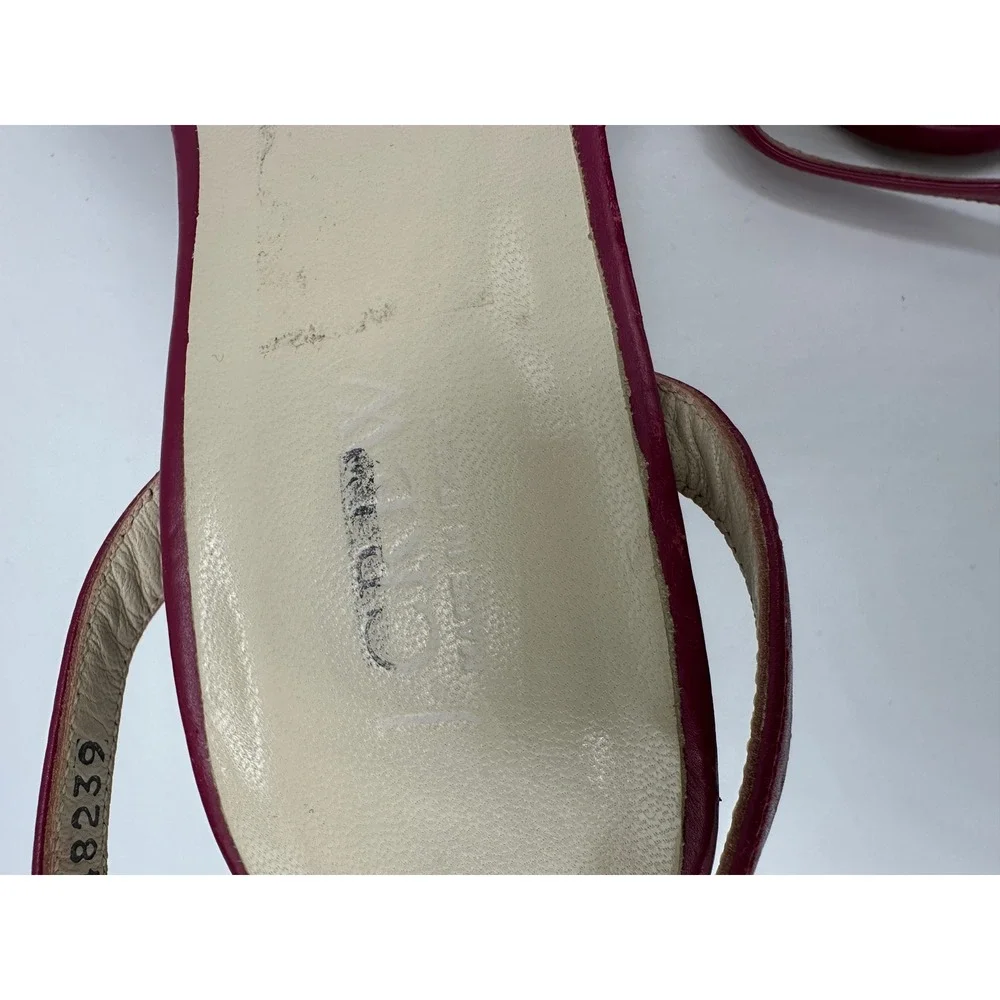 J‎ CrewChic Women's Magenta Leather Slingback Block Heel Sandals Size 7 Italy